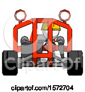 Poster, Art Print Of White Construction Worker Contractor Man Riding Sports Buggy Front View