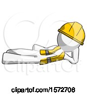 Poster, Art Print Of White Construction Worker Contractor Man Reclined On Side