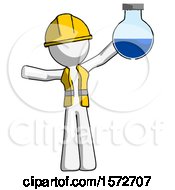Poster, Art Print Of White Construction Worker Contractor Man Holding Large Round Flask Or Beaker