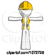 Poster, Art Print Of White Construction Worker Contractor Man T-Pose Arms Up Standing