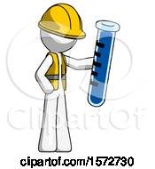 Poster, Art Print Of White Construction Worker Contractor Man Holding Large Test Tube