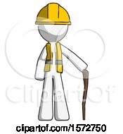Poster, Art Print Of White Construction Worker Contractor Man Standing With Hiking Stick