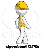 Poster, Art Print Of White Construction Worker Contractor Man Walking Away Direction Right View