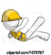 Poster, Art Print Of White Construction Worker Contractor Man Falling Backwards