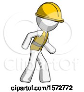 Poster, Art Print Of White Construction Worker Contractor Man Suspense Action Pose Facing Right