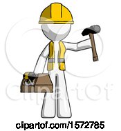 Poster, Art Print Of White Construction Worker Contractor Man Holding Tools And Toolchest Ready To Work