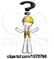 White Construction Worker Contractor Man With Question Mark Above Head Confused