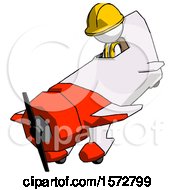 Poster, Art Print Of White Construction Worker Contractor Man In Geebee Stunt Plane Descending View