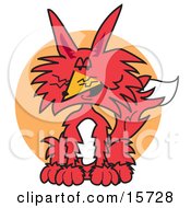 Seated Red And White Fox Clipart Illustration