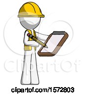 Poster, Art Print Of White Construction Worker Contractor Man Using Clipboard And Pencil