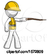 Poster, Art Print Of White Construction Worker Contractor Man Pointing With Hiking Stick