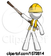 Poster, Art Print Of White Construction Worker Contractor Man Bo Staff Pointing Up Pose