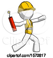 Poster, Art Print Of White Construction Worker Contractor Man Throwing Dynamite