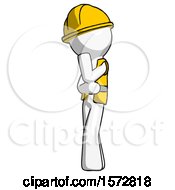 Poster, Art Print Of White Construction Worker Contractor Man Thinking Wondering Or Pondering