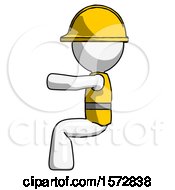 Poster, Art Print Of White Construction Worker Contractor Man Sitting Or Driving Position