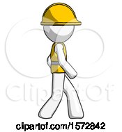 Poster, Art Print Of White Construction Worker Contractor Man Walking Right Side View