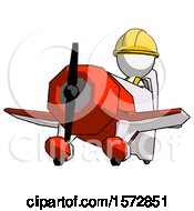 Poster, Art Print Of White Construction Worker Contractor Man Flying In Geebee Stunt Plane Viewed From Below