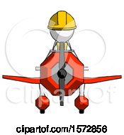 Poster, Art Print Of White Construction Worker Contractor Man In Geebee Stunt Plane Front View