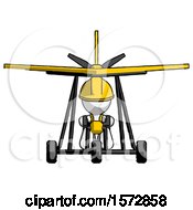 Poster, Art Print Of White Construction Worker Contractor Man In Ultralight Aircraft Front View