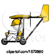 Poster, Art Print Of White Construction Worker Contractor Man In Ultralight Aircraft Side View
