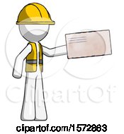 Poster, Art Print Of White Construction Worker Contractor Man Holding Large Envelope