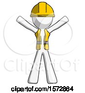 Poster, Art Print Of White Construction Worker Contractor Man Surprise Pose Arms And Legs Out
