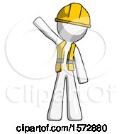 Poster, Art Print Of White Construction Worker Contractor Man Waving Emphatically With Right Arm