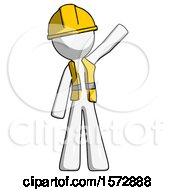 Poster, Art Print Of White Construction Worker Contractor Man Waving Emphatically With Left Arm