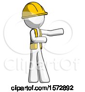 Poster, Art Print Of White Construction Worker Contractor Man Presenting Something To His Left