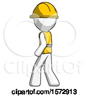 Poster, Art Print Of White Construction Worker Contractor Man Walking Away Direction Left View