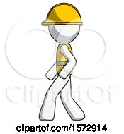 Poster, Art Print Of White Construction Worker Contractor Man Walking Left Side View