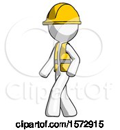 Poster, Art Print Of White Construction Worker Contractor Man Man Walking Turned Left Front View