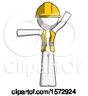 Poster, Art Print Of White Construction Worker Contractor Man Directing Traffic Left