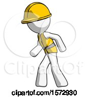 Poster, Art Print Of White Construction Worker Contractor Man Suspense Action Pose Facing Left