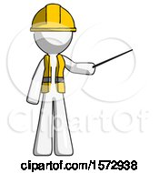 White Construction Worker Contractor Man Teacher Or Conductor With Stick Or Baton Directing