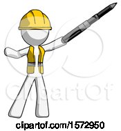 Poster, Art Print Of White Construction Worker Contractor Man Demonstrating That Indeed The Pen Is Mightier