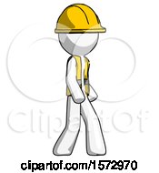 Poster, Art Print Of White Construction Worker Contractor Man Walking Turned Right Front View