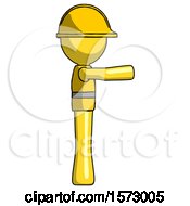 Poster, Art Print Of Yellow Construction Worker Contractor Man Pointing Right