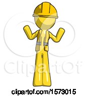 Poster, Art Print Of Yellow Construction Worker Contractor Man Shrugging Confused