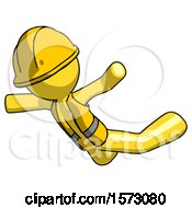 Poster, Art Print Of Yellow Construction Worker Contractor Man Skydiving Or Falling To Death