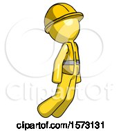 Yellow Construction Worker Contractor Man Floating Through Air Right