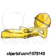 Poster, Art Print Of Yellow Construction Worker Contractor Man Reclined On Side