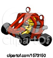 Poster, Art Print Of Yellow Construction Worker Contractor Man Riding Sports Buggy Side Top Angle View