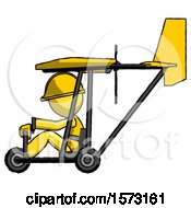 Poster, Art Print Of Yellow Construction Worker Contractor Man In Ultralight Aircraft Side View