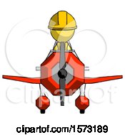 Poster, Art Print Of Yellow Construction Worker Contractor Man In Geebee Stunt Plane Front View