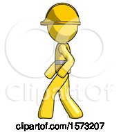 Poster, Art Print Of Yellow Construction Worker Contractor Man Walking Left Side View
