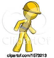 Poster, Art Print Of Yellow Construction Worker Contractor Man Suspense Action Pose Facing Right