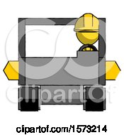 Poster, Art Print Of Yellow Construction Worker Contractor Man Driving Amphibious Tracked Vehicle Front View