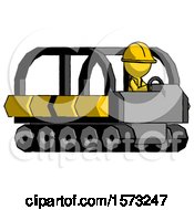 Poster, Art Print Of Yellow Construction Worker Contractor Man Driving Amphibious Tracked Vehicle Side Angle View