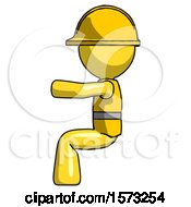 Yellow Construction Worker Contractor Man Sitting Or Driving Position